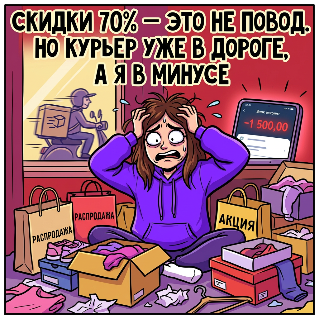 СКИДКИ 70% — ЭТО НЕ ПОВОД. НО КУРЬЕР УЖЕ В ДОРОГЕ, А Я В МИНУСЕ.