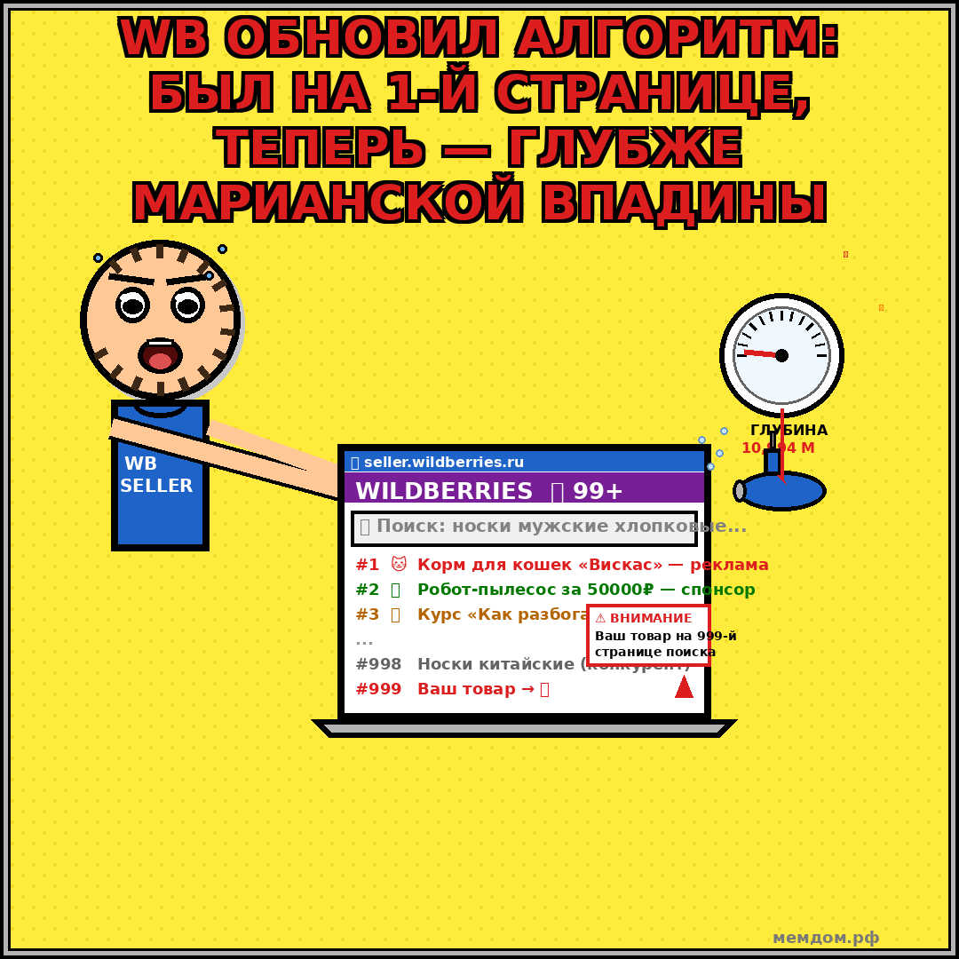 WB обновил алгоритм: был на 1-й странице, теперь — глубже Марианской впадины