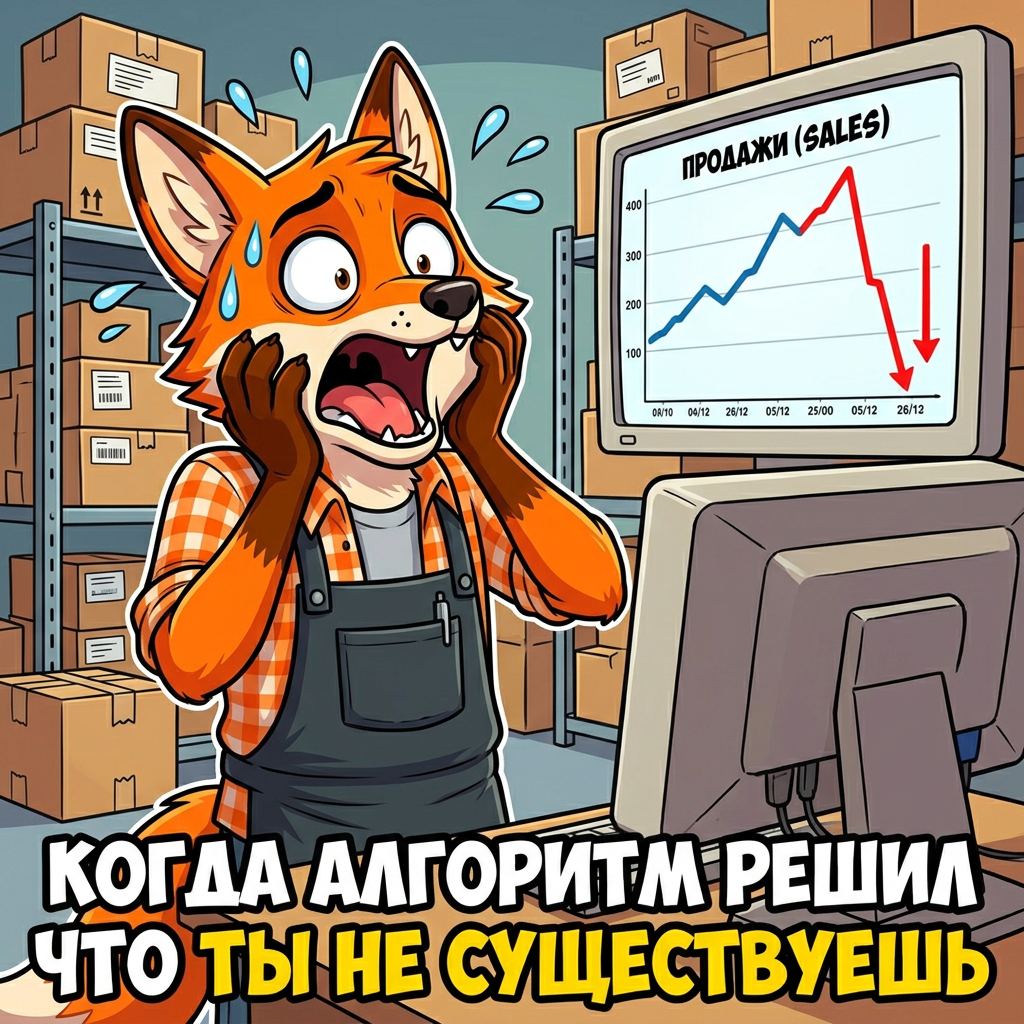 Опытный селлер-лис в шоке смотрит на график продаж, который падает как обрыв. Классическая боль продавца на маркетплейсе — вчера было 1000 просмотров, сегодня — ноль.