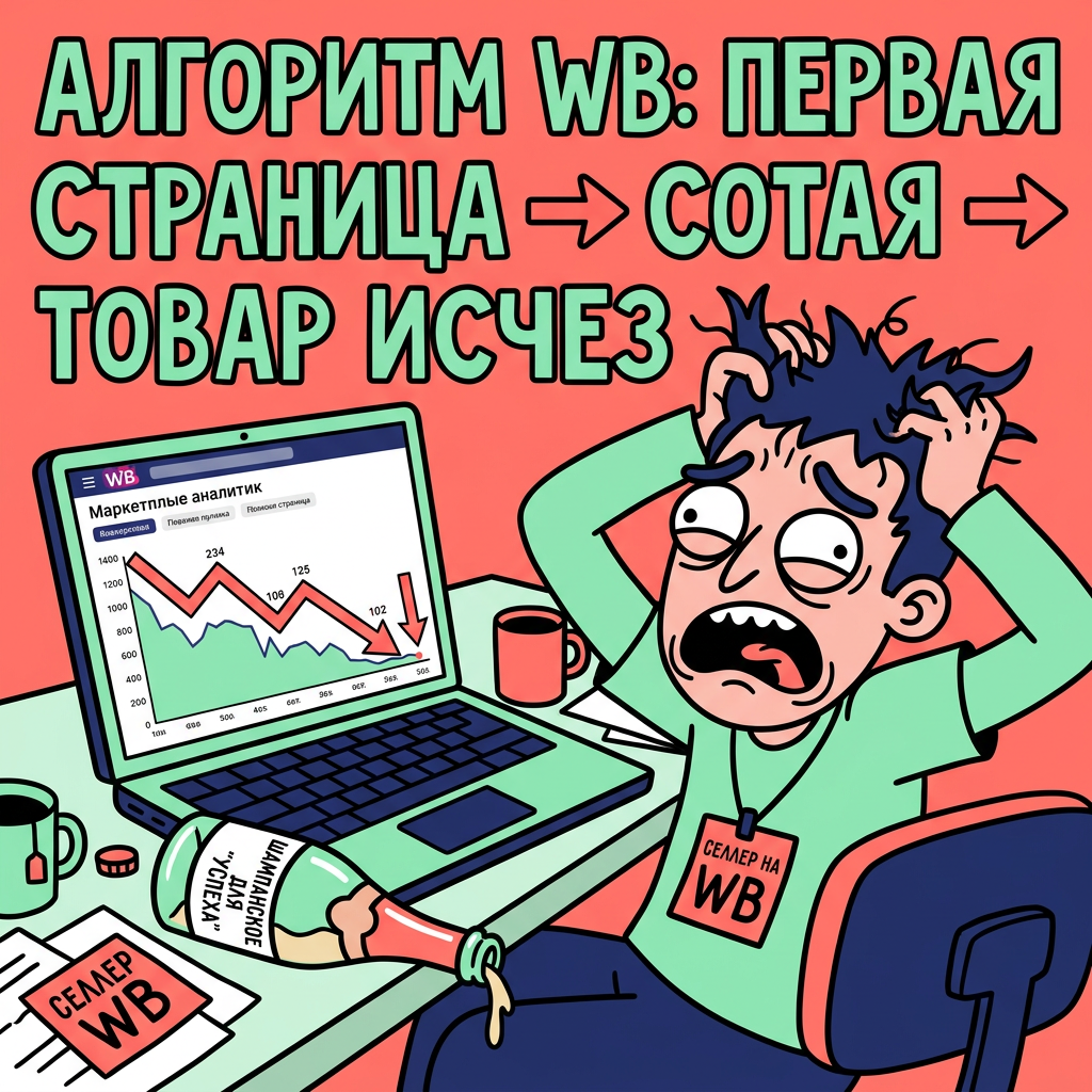 Алгоритм WB: первая страница → сотая → товар исчез. Селлер открыл шампанское зря.