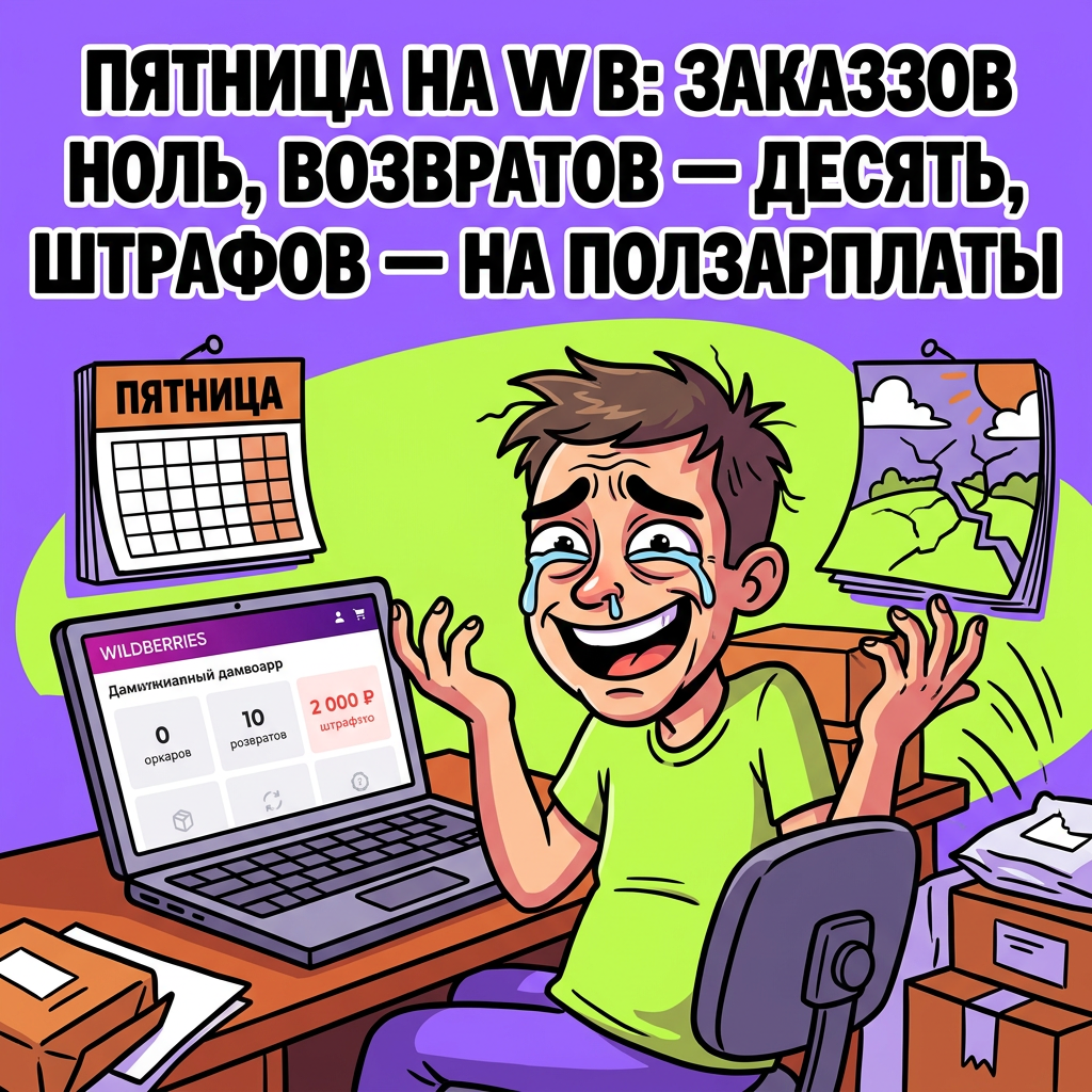 Пятница на WB: заказов ноль, возвратов — десять, штрафов — на ползарплаты. Уикенд!