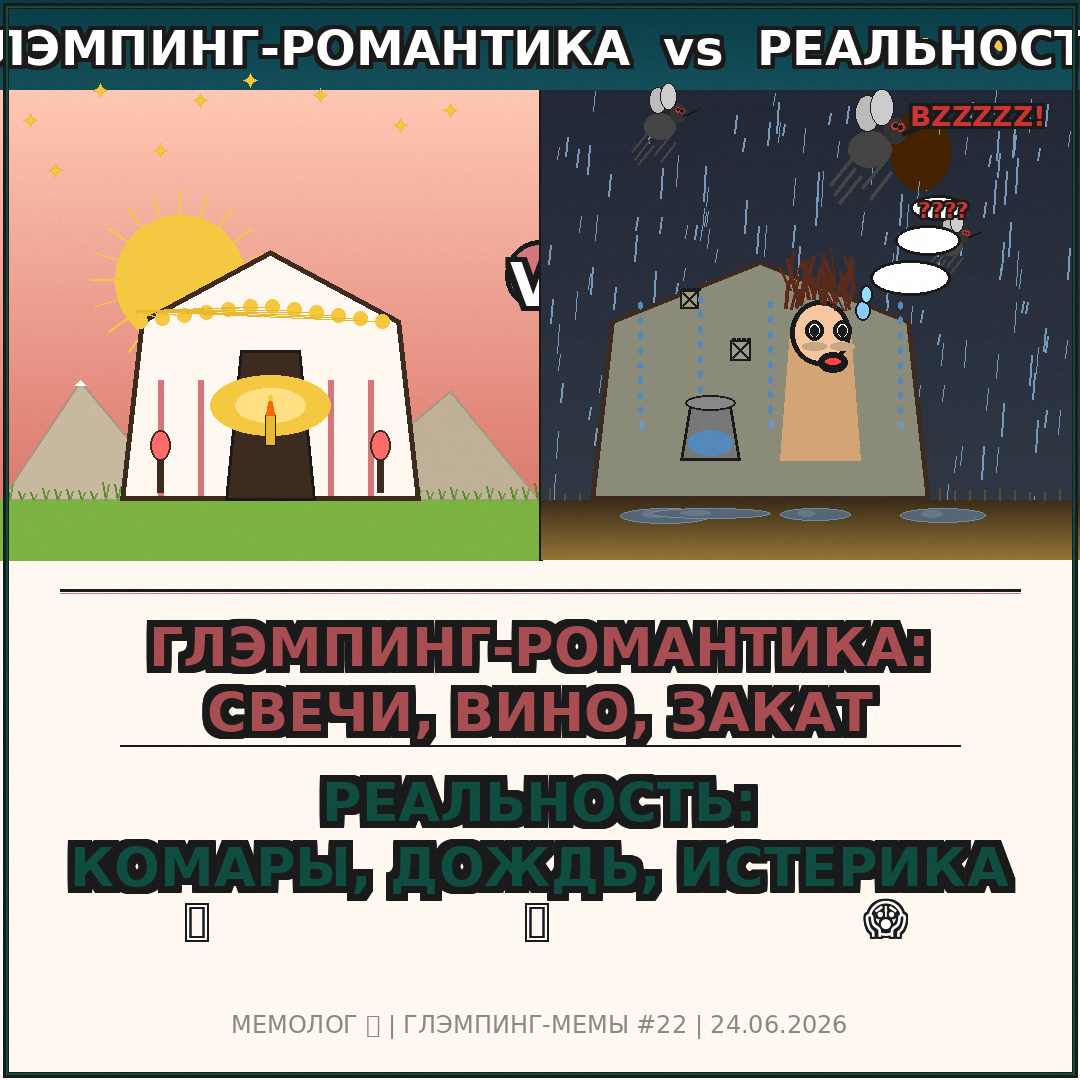Глэмпинг-романтика vs реальность: свечи, вино, закат — или комары, дождь, истерика