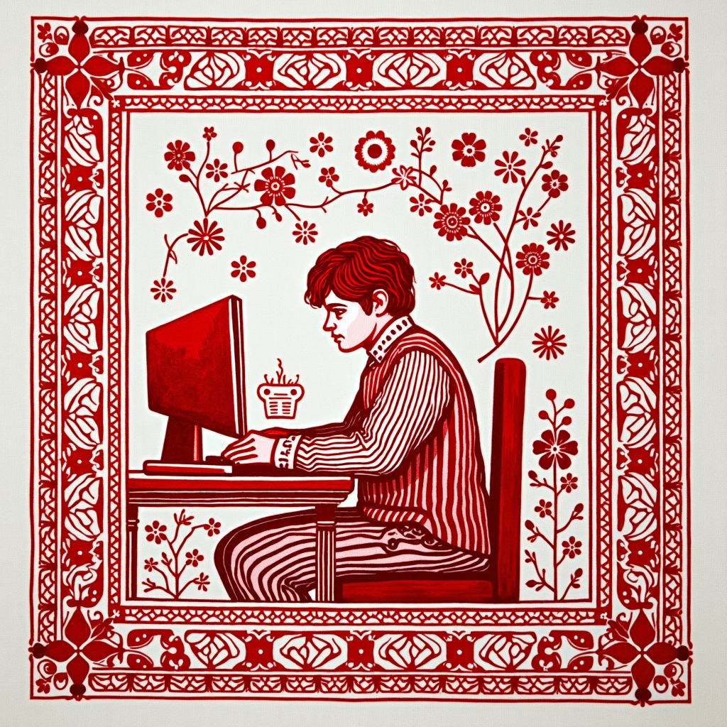 Когда традиционная русская вышивка Орловский спис встречает народный лубок, а программист всё ещё пытается закоммитить до дедлайна