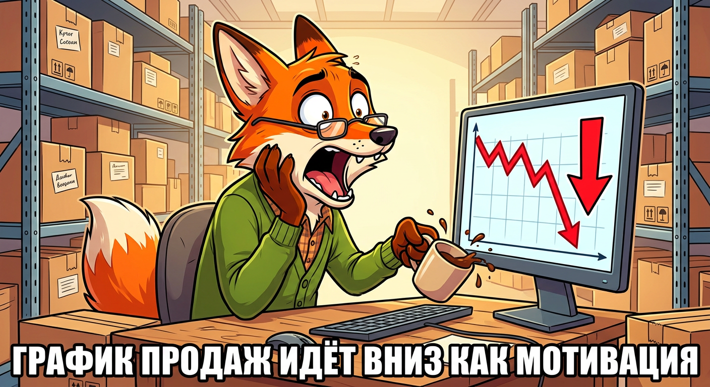 Опытный селлер-лис смотрит на падающий график продаж и questioning all life choices. Кофе выпит, нервы на пределе.
