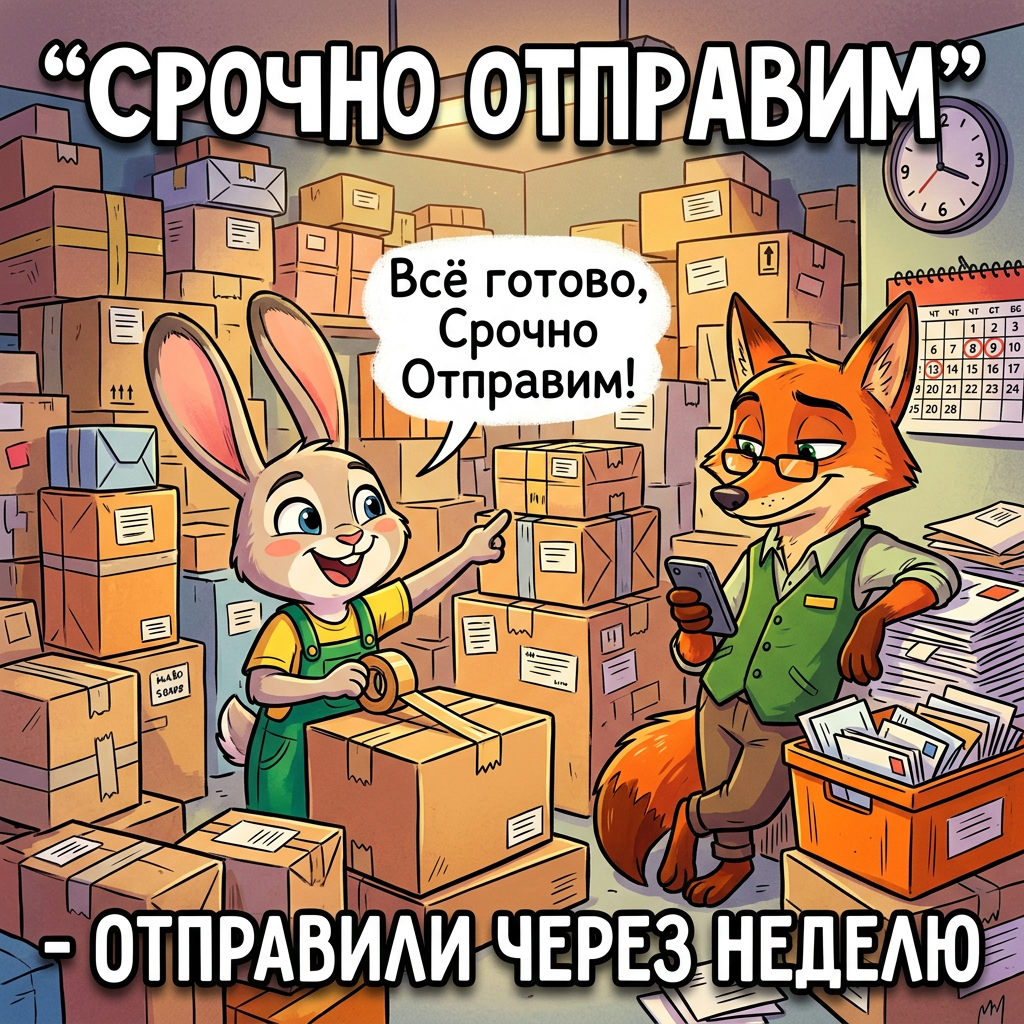 "Срочно отправим" - отправили через неделю