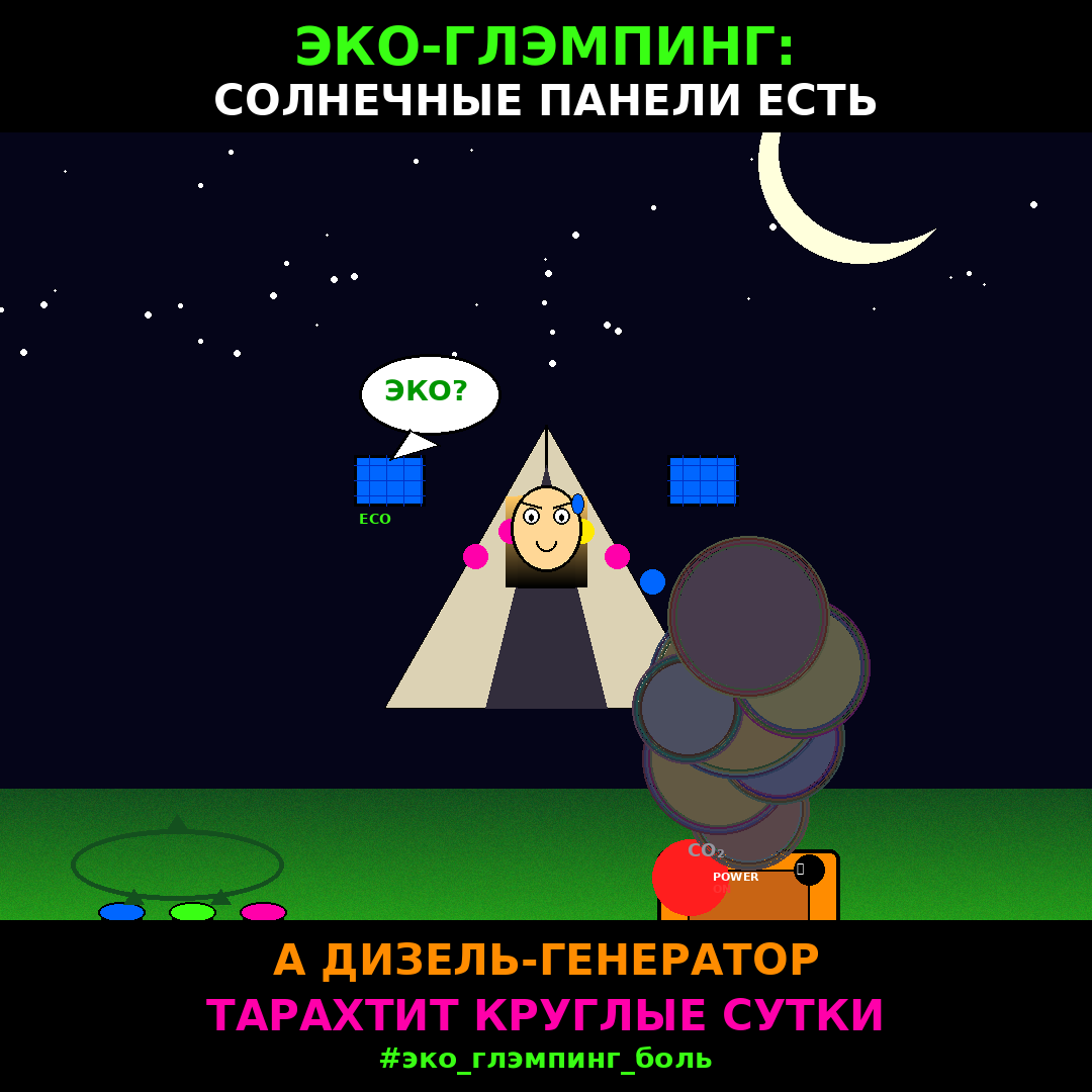 Эко-глэмпинг: солнечные панели есть, а дизель-генератор тарахтит круглые сутки